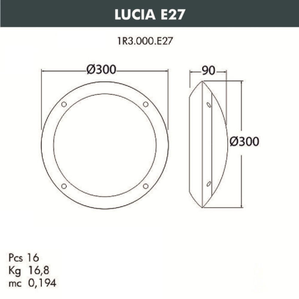 Настенный светильник уличный Lucia 1R3.000.000.AYE27OR1